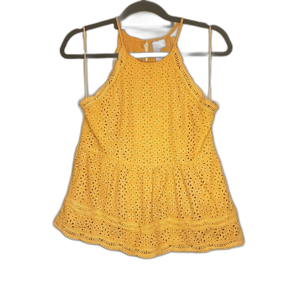 Alya Mustard Eyelet Lace Halter Blouse size Large